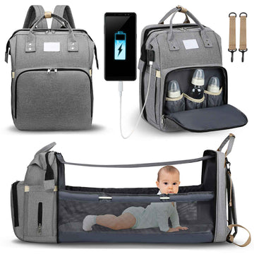 Diaper Bag with Portable Baby Bed