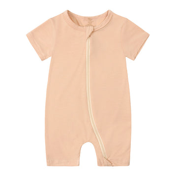 Summer Baby Jumpsuit with Breathable Bamboo Fiber & Short Sleeves