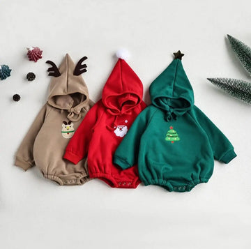 Santa's Cozy Embroidered Baby Romper