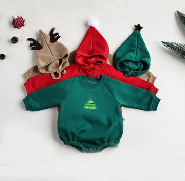 Santa's Cozy Embroidered Baby Romper